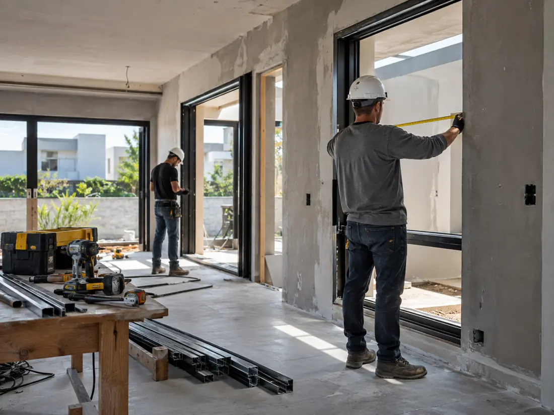 Interior residencial em reforma organizada