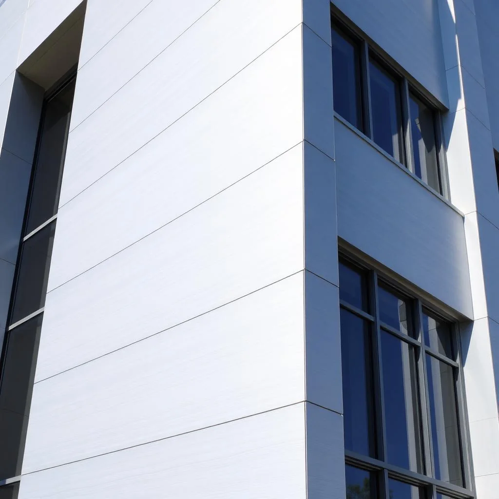 Referência visual de esquadrias aluminio — fachadas em acm apresentada no site original da Serra Ferro